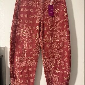 Paisley wide leg barrel jeans